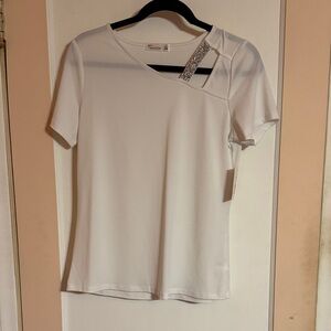 89th & Madison White Tee with Silver Accent